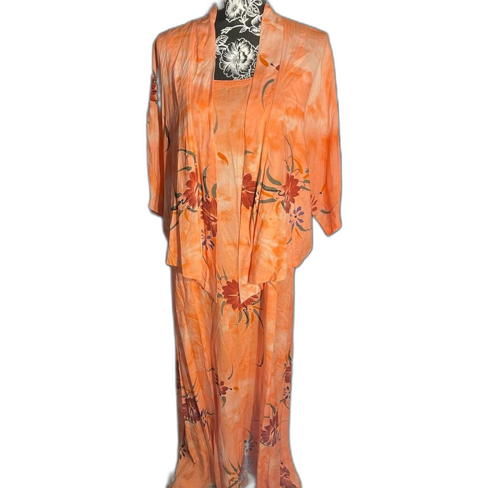 NWT Bahama Mama Sun Wear Peach-ish Cancun Dress & Long Sleeve Coverup Size Large